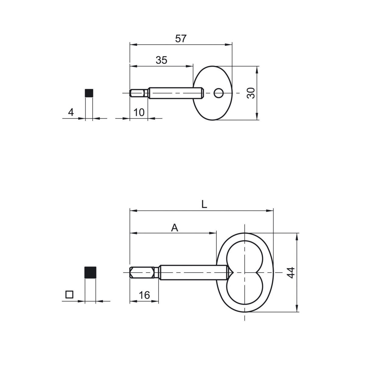 Clé technique à carré mâle de loqueteau