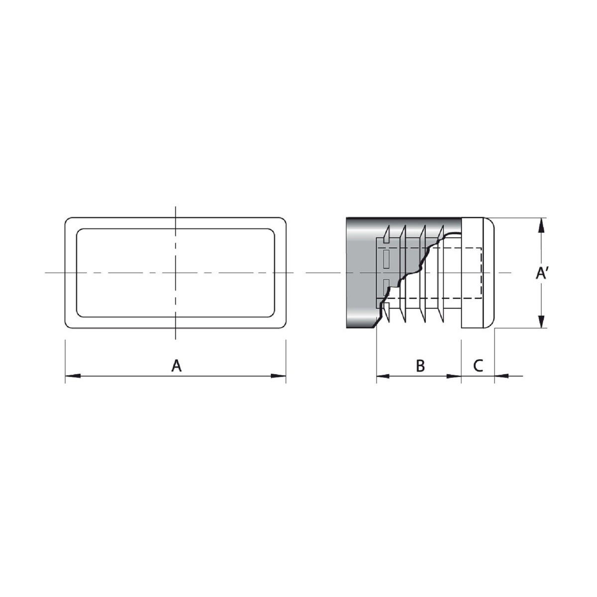 Embout à Ailettes Tube Rectangle