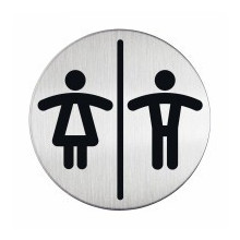 Pictogramme acier brossé inoxydable WC Hommes et Femmes