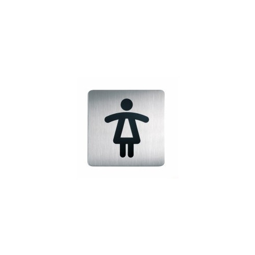 Pictogramme carré acier brossé inoxydable. WC Femmes