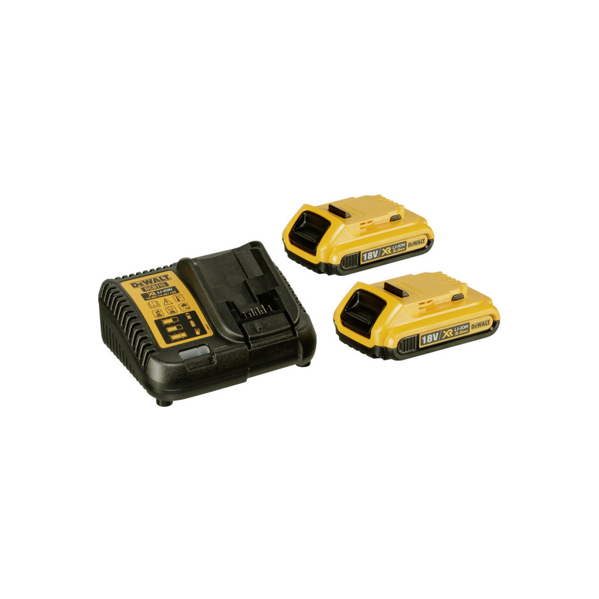 Pack 2 Batteries XR 18V 2Ah Li-Ion + Chargeur multi-voltage DEWALT