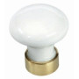 Bouton de tiroir porcelaine - Laiton - Blanc - MERIGOUS