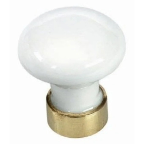 Bouton de tiroir porcelaine - Laiton - Blanc - MERIGOUS