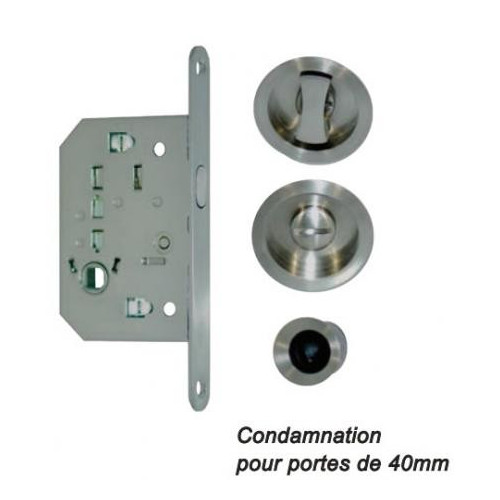 Kit condamnation (sans voyant) inox pour porte coulissante