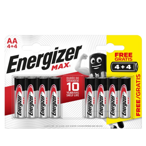 Piles AA alcaline Max LR06 1,5V ENERGIZER 4+4 offertes