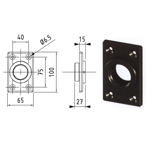 Platine de fixation rectangulaire à souder pour gonds OLMI