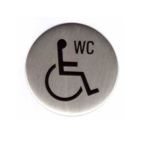 Plaque signalétique ronde inox "WC HANDICAPE"