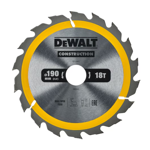 Lame 18 dents pour scie circulaire - Spécial bois - DEWALT