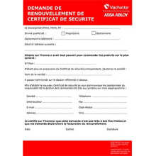 Certificat de sécurité - ASSA ABLOY VACHETTE